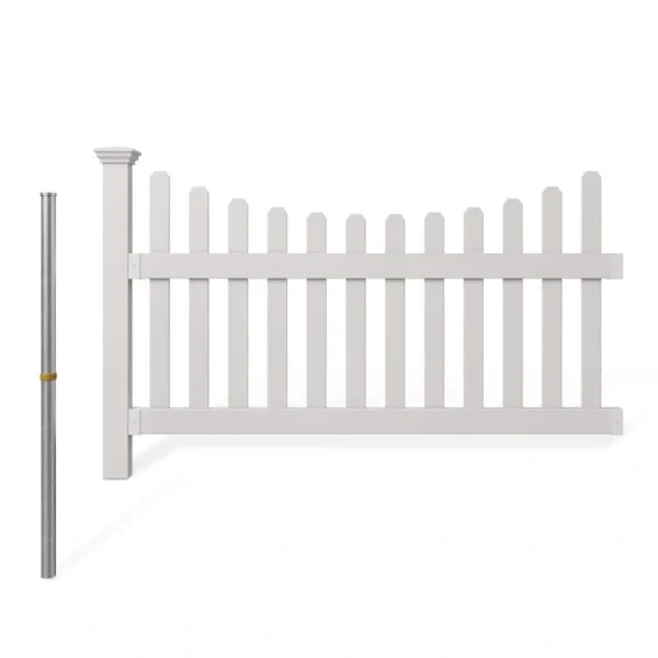 WamBam Fence 3.5 ft. H x 6 ft. W Permanent All American Vinyl Picket Fence Panel Kit with No-Dig Anchor and Cap