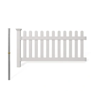 WamBam Fence 3 ft. x 6 ft. Newport Picket Fence W/Post and No-Dig Steel Pipe Anchor Kit