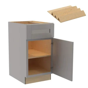 Washington 18 in. W x 24 in. D x 34.5 in. H Veiled Gray Plywood Shaker Assembled Base Kitchen Cabinet Right Spice Tray