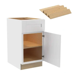 Washington 18 in. W x 24 in. D x 34.5 in. H Vesper White Plywood Shaker Assembled Base Kitchen Cabinet Right Spice Tray
