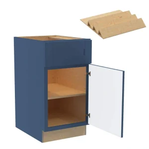 Washington 18 in. W x 24 in. D x 34.5 in. H Vessel Blue Plywood Shaker Assembled Base Kitchen Cabinet Right Spice Tray