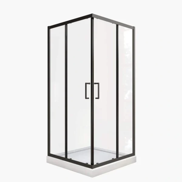 waterpar 34.63 in. W x 72 in. H Neo Angle Sliding Frame Corner Shower Enclosure in Matte Black