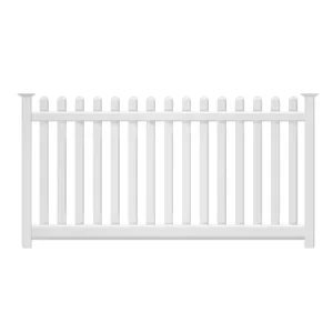 Weatherables 4 ft. H x 124 ft. L Picket Dog Ear Flat Plymouth White Vinyl Complete Top Fence Project Pack