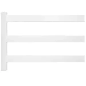 Weatherables 48 in. H x 320 ft. L 3-Rail White Vinyl Complete Ranch Rail Fence Project Pack
