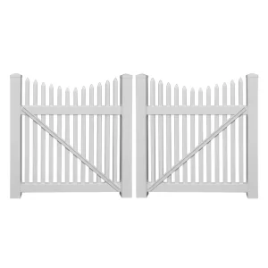 Weatherables Barrington 10 ft. W x 4 ft. H White Vinyl Picket Fence Double Gate Kit Includes Gate Hardware