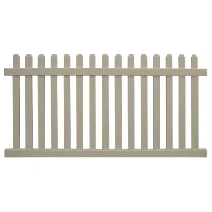 Weatherables Chelsea 4 ft. H x 8 ft. W Khaki Vinyl Picket Fence Panel Kit