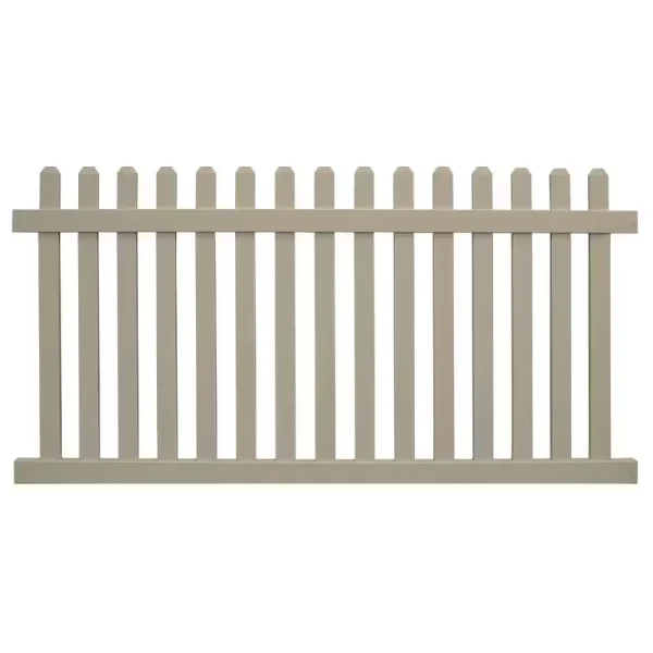 Weatherables Chelsea 4 ft. H x 8 ft. W Khaki Vinyl Picket Fence Panel Kit