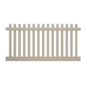 Weatherables Plymouth 4 ft. H x 8 ft. W Khaki Vinyl Picket Fence Panel Kit