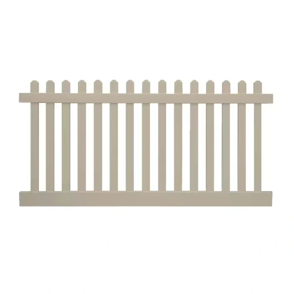 Weatherables Plymouth 4 ft. H x 8 ft. W Khaki Vinyl Picket Fence Panel Kit