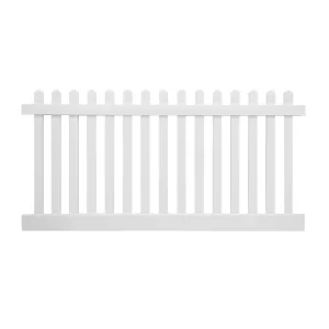Weatherables Plymouth 4 ft. H x 8 ft. W White Vinyl Picket Fence Panel Kit