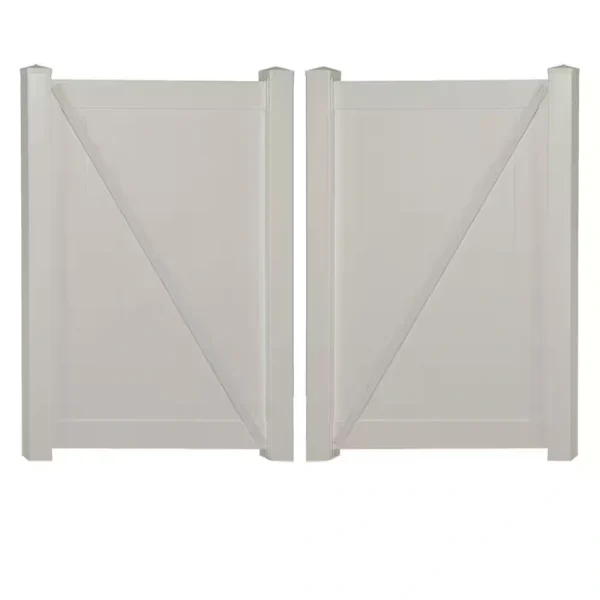 Weatherables Savannah 7.4 ft. W x 6 ft. H Tan Vinyl Privacy Double Fence Gate Kit