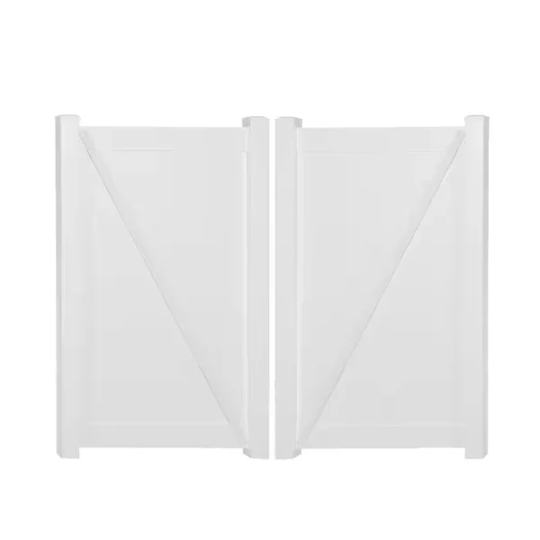 Weatherables Savannah 7.4 ft. W x 6 ft. H White Vinyl Privacy Double Fence Gate Kit