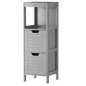 WELLFOR 12-in x 35-in x 11-in Gray Freestanding Corner Linen Cabinet