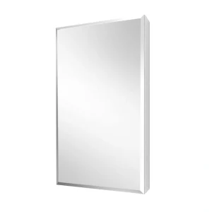 WELLFOR 15-in x 26-in Surface/Recessed Mount Aluminium Mirrored Soft Close Medicine Cabinet