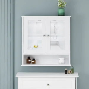 WELLFOR 22.25-in x 23-in x 5.25-in White Bathroom Wall Cabinet