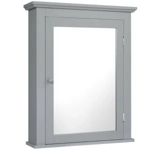 WELLFOR 22-in x 27-in Surface Mount Gray Mirrored Soft Close Medicine Cabinet
