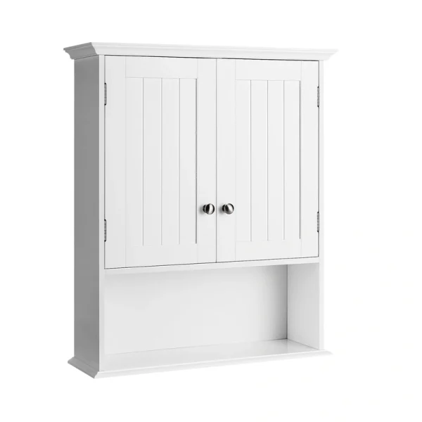 WELLFOR 23.5-in x 28-in x 7.5-in White Bathroom Wall Cabinet
