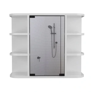 WELLFOR 24-in x 20-in Surface Mount White Mirrored Medicine Cabinet T726916651