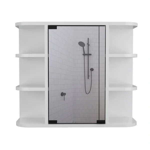 WELLFOR 24-in x 20-in Surface Mount White Mirrored Medicine Cabinet T726916651