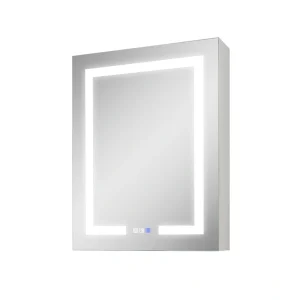 WELLFOR 24-in X 30 LED Lighted Mirrored Bathroom Medicine Cabinet in Left Hand