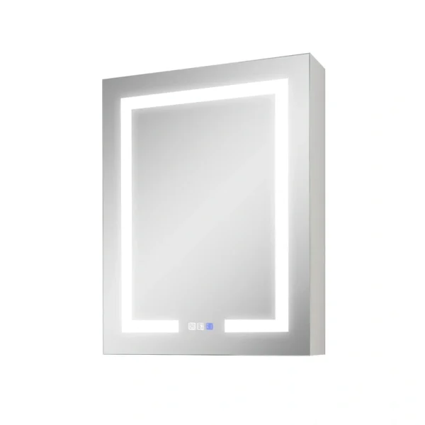 WELLFOR 24-in X 30 LED Lighted Mirrored Bathroom Medicine Cabinet in Left Hand