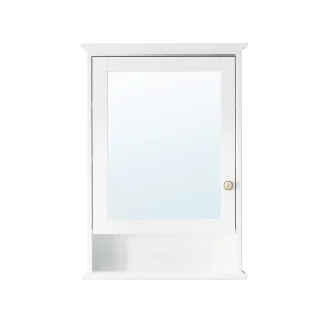 WELLFOR 24-in x 34-in Surface Mount White Mirrored Soft Close Medicine Cabinet