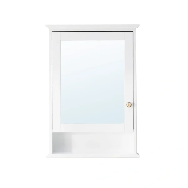 WELLFOR 24-in x 34-in Surface Mount White Mirrored Soft Close Medicine Cabinet