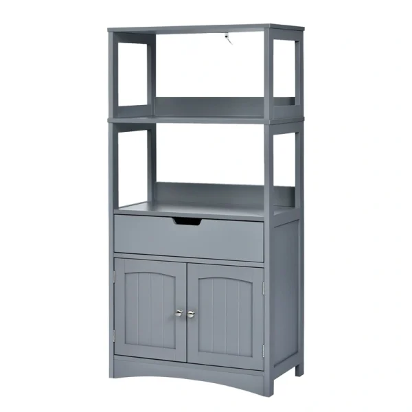 WELLFOR 24-in x 48-in x 13-in Gray Freestanding Linen Cabinet