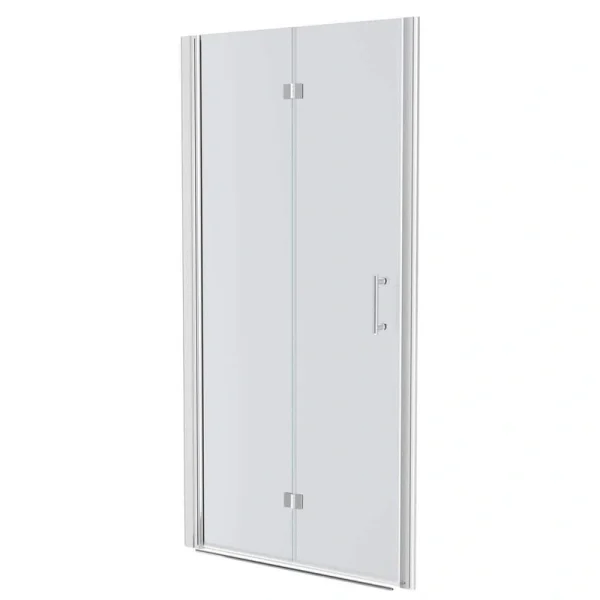 WELLFOR 32 in. W x 72 in. H Bifold Frameless Shower Door with Tempered Clear Glass in Chrome