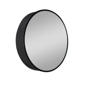 WELLFOR AO 24-in x 24-in Surface Mount Black Mirrored Round Medicine Cabinet
