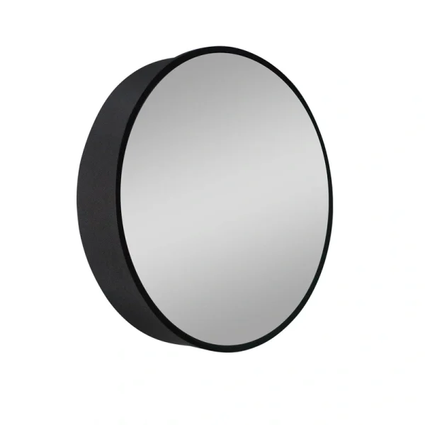 WELLFOR AO 24-in x 24-in Surface Mount Black Mirrored Round Medicine Cabinet
