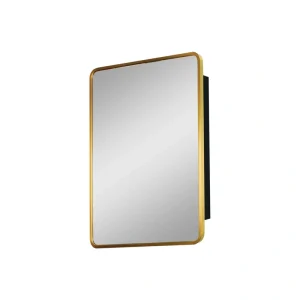 WELLFOR AO 24-in x 30-in Surface/Recessed Mount Gold Mirrored Medicine Cabinet