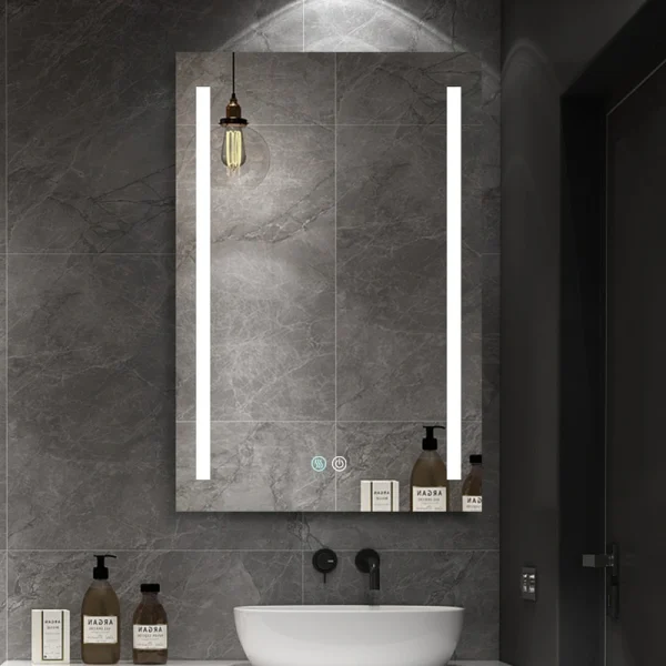 WELLFOR BG 20-in x 30-in Lighted LED Fog Free Surface Mount Black Mirrored Soft Close Medicine Cabinet