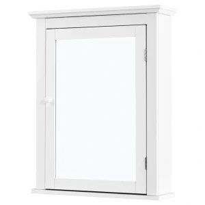WELLFOR CY 22-in x 27.5-in Surface Mount White Mirrored Medicine Cabinet