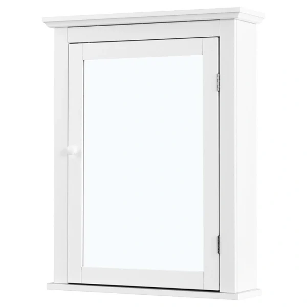 WELLFOR CY 22-in x 27.5-in Surface Mount White Mirrored Medicine Cabinet