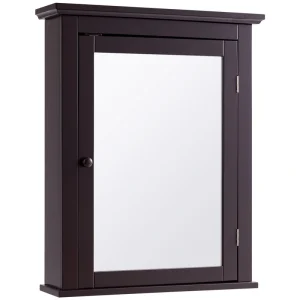 WELLFOR CY 22-in x 27-in Surface Mount Brown Mirrored Medicine Cabinet
