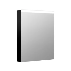 WELLFOR EX2 24-in x 30-in Lighted LED Surface Mount Matte Black Mirrored Soft Close Medicine Cabinet T726916645