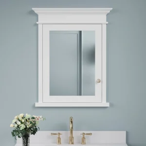 WELLFOR GRACE Solid Wood 26-in x 32-in Recessed Mount White Mirrored Soft Close Medicine Cabinet T726916454