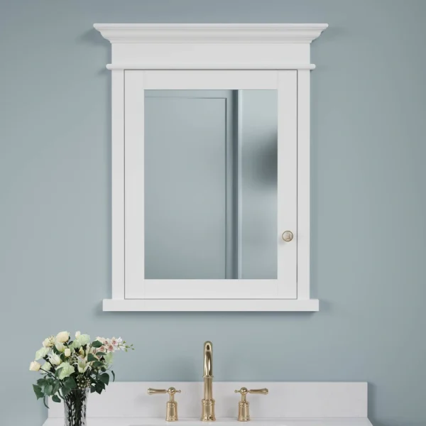 WELLFOR GRACE Solid Wood 26-in x 32-in Recessed Mount White Mirrored Soft Close Medicine Cabinet T726916454