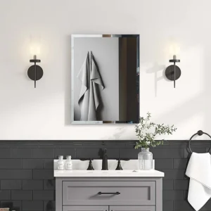 WELLFOR KAIF 16-in x 20-in Surface/Recessed Mount Aluminum Mirrored Soft Close Medicine Cabinet