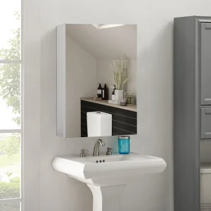 WELLFOR KAIF 23-in x 30-in Surface/Recessed Mount Aluminum Mirrored Soft Close Medicine Cabinet
