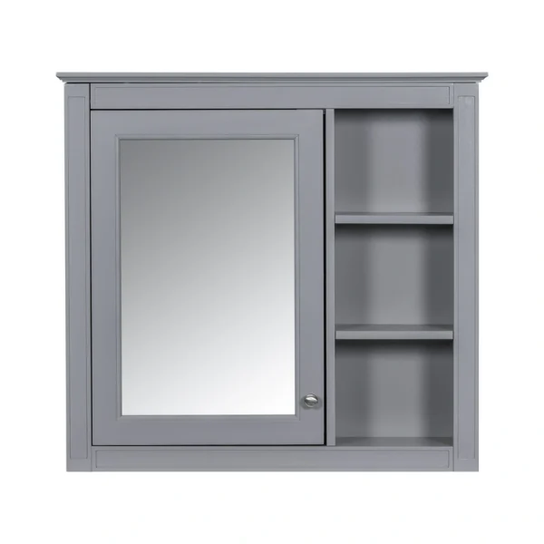 WELLFOR MR 30-in x 28-in Surface Mount Gray Mirrored Soft Close Medicine Cabinet