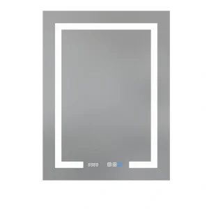 WELLFOR Right Hinge 24-in x 32-in Lighted LED Fog Free Surface Mount Aluminum Mirrored Soft Close Medicine Cabinet with Outlet