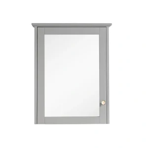 WELLFOR Solid Wood 24-in x 30-in Surface Mount Gray Mirrored Soft Close Medicine Cabinet