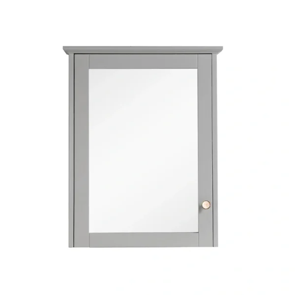 WELLFOR Solid Wood 24-in x 30-in Surface Mount Gray Mirrored Soft Close Medicine Cabinet