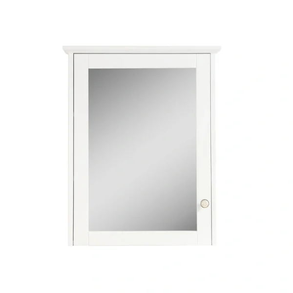 WELLFOR Solid Wood 24-in x 30-in Surface Mount White Mirrored Soft Close Medicine Cabinet