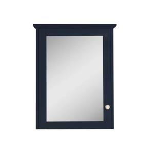 WELLFOR Solid Wood 24 x 30 Surface Mount Navy Blue Mirrored Soft Close Medicine Cabinet