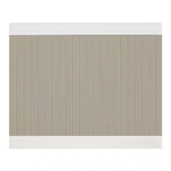 Wexford 6 ft. x 8 ft. Tan and White Vinyl Fence Panel