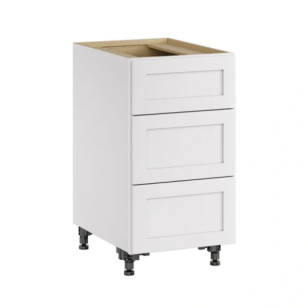 Whalen CLICK-IT Enfield 18-in W x 34.5-in H x 24-in D Classic White Birch 3-Drawer Base Ready To Assemble Plywood Cabinet (Raised Panel Style)
