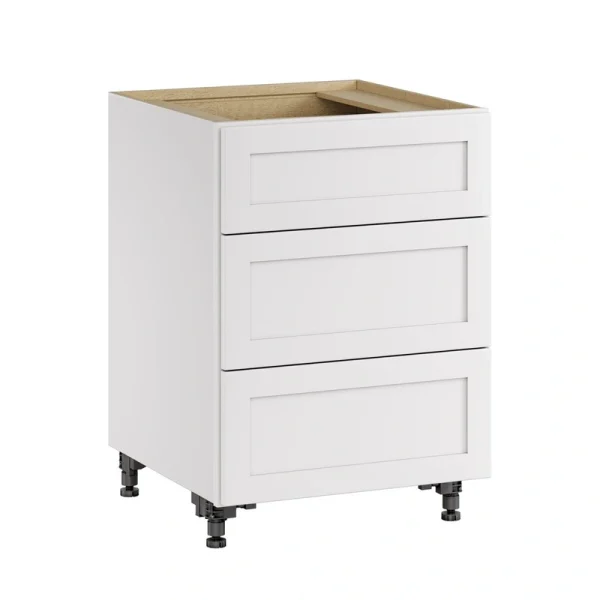Whalen CLICK-IT Enfield 24-in W x 34.5-in H x 24-in D Classic White Birch 3-Drawer Base Ready To Assemble Plywood Cabinet (Raised Panel Style)